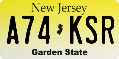 NJ license plate A74KSR