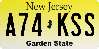 NJ license plate A74KSS