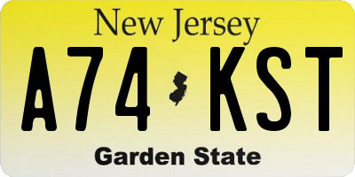 NJ license plate A74KST