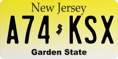 NJ license plate A74KSX