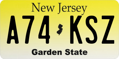 NJ license plate A74KSZ
