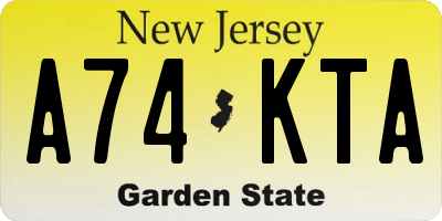 NJ license plate A74KTA