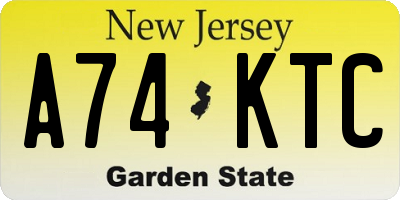 NJ license plate A74KTC