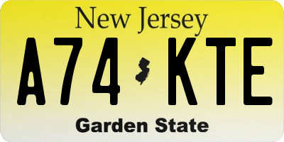 NJ license plate A74KTE