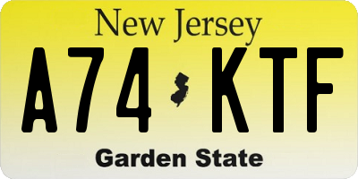 NJ license plate A74KTF