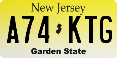 NJ license plate A74KTG