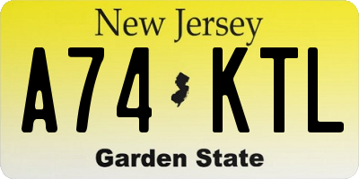 NJ license plate A74KTL