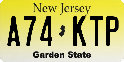 NJ license plate A74KTP