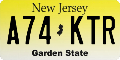 NJ license plate A74KTR