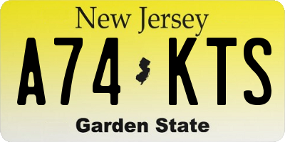 NJ license plate A74KTS