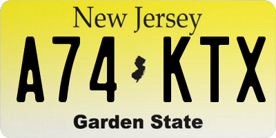 NJ license plate A74KTX