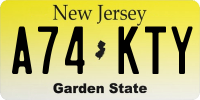NJ license plate A74KTY