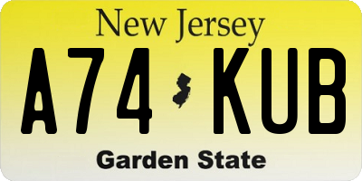 NJ license plate A74KUB