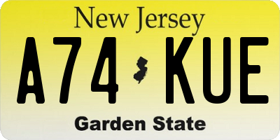NJ license plate A74KUE