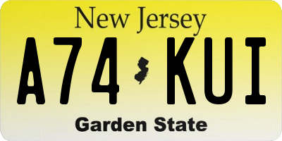 NJ license plate A74KUI