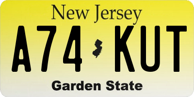 NJ license plate A74KUT