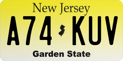 NJ license plate A74KUV
