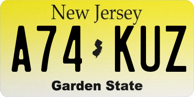 NJ license plate A74KUZ