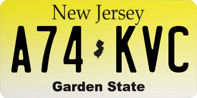 NJ license plate A74KVC