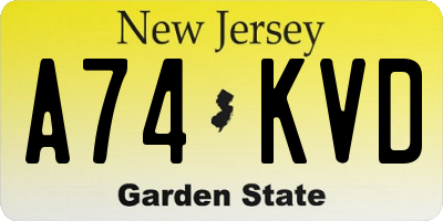 NJ license plate A74KVD