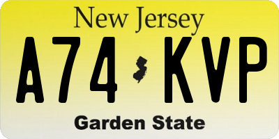 NJ license plate A74KVP