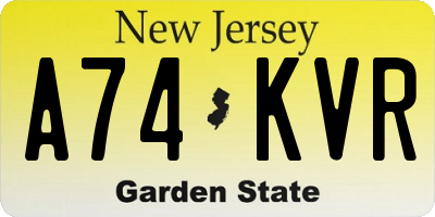NJ license plate A74KVR