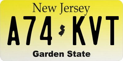 NJ license plate A74KVT