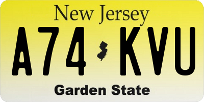 NJ license plate A74KVU