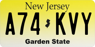 NJ license plate A74KVY