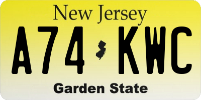 NJ license plate A74KWC