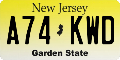 NJ license plate A74KWD