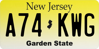 NJ license plate A74KWG