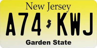 NJ license plate A74KWJ