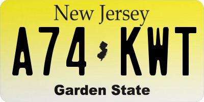 NJ license plate A74KWT