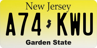 NJ license plate A74KWU