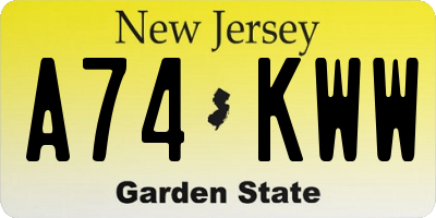 NJ license plate A74KWW