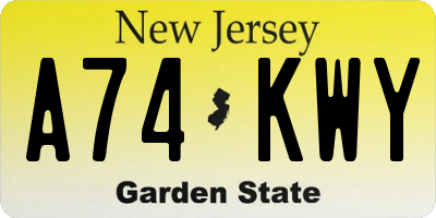 NJ license plate A74KWY