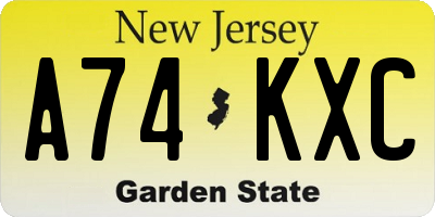 NJ license plate A74KXC