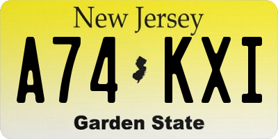 NJ license plate A74KXI