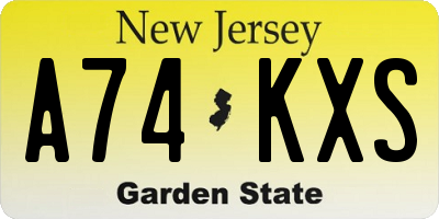 NJ license plate A74KXS