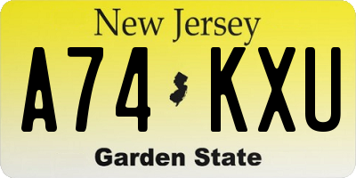 NJ license plate A74KXU