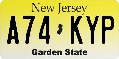 NJ license plate A74KYP