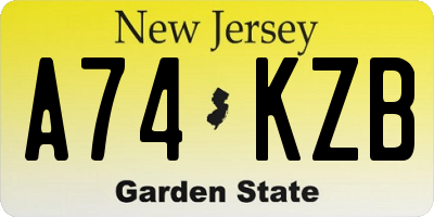 NJ license plate A74KZB