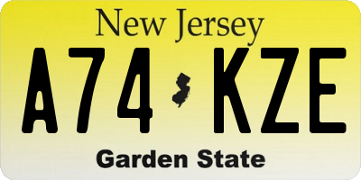NJ license plate A74KZE