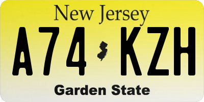 NJ license plate A74KZH