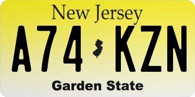 NJ license plate A74KZN