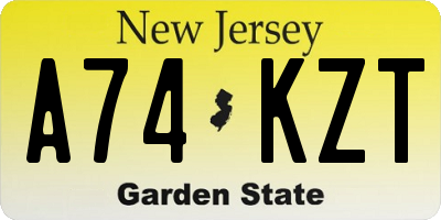 NJ license plate A74KZT