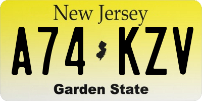 NJ license plate A74KZV