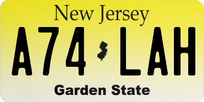 NJ license plate A74LAH