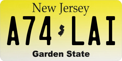 NJ license plate A74LAI